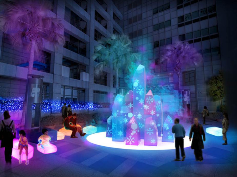 《冰雪奇蹟》的世界一小角化身燈飾，在新北市出現。圖：新北市政府／提供