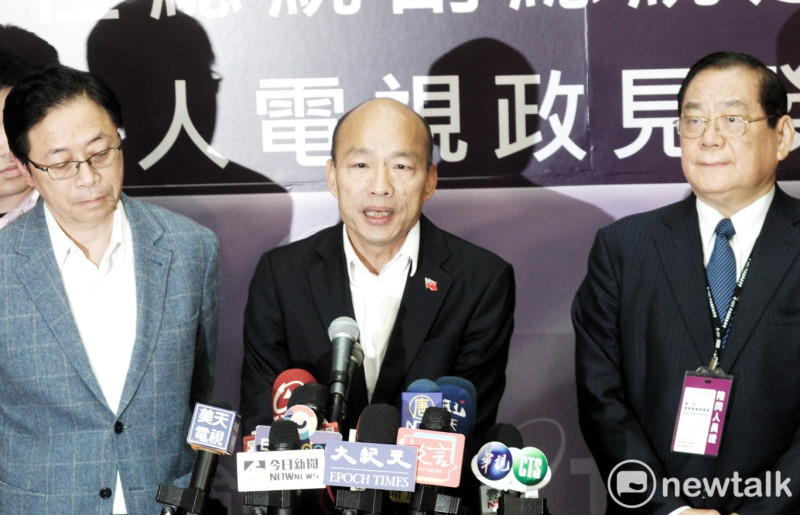 國民黨總統候選人韓國瑜出席總統候選人政見發表會後受訪。   圖：張良一/攝