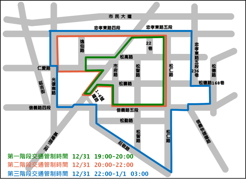 開車民眾注意，台北市道路交管分三階段：    圖：台北市政府/提供