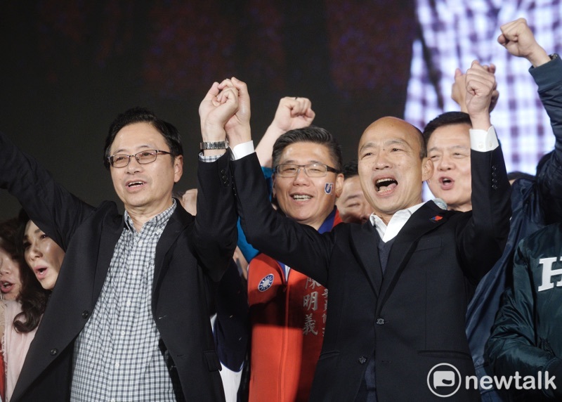 2020年國民黨總統候選人韓國瑜（圖右）與副總統候選人張善政（圖左）。   圖：張良一/攝（資料照）
