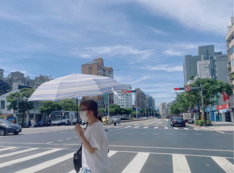 超熱！根據中央氣象局觀測，台北市12時高溫狂飆37.6度，提醒民眾，避免非必要的戶外活動、勞動及運動，注意防曬、多補充水份、慎防熱傷害。   圖：閻芝霖/攝
