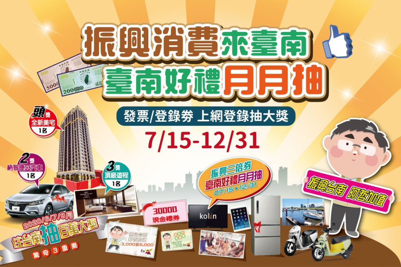 台南祭出「五子登科」豪華獎項，在全台縣市加碼圈中突破重圍。 圖：台南市政府／提供