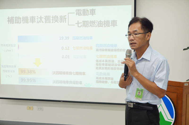 空保處長蔡孟裕說明補助機車汰舊換新成果   圖：環保署/提供