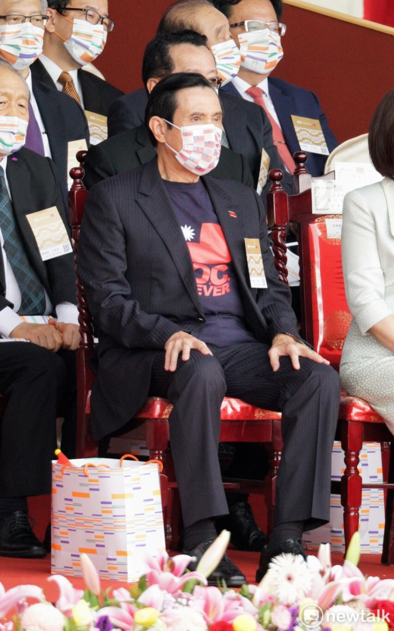 前總統馬英九參加總統府前國慶大典。   圖：張良一／攝