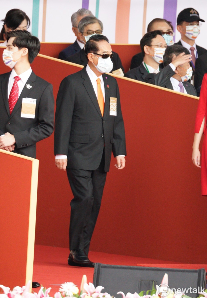 親民黨主席宋楚瑜參加總統府前國慶大典。   圖：張良一／攝