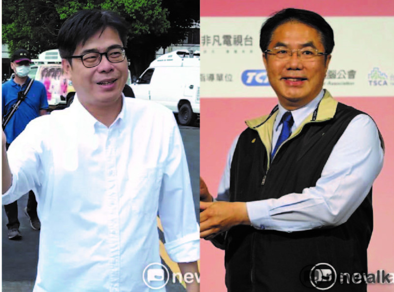 高雄市長陳其邁與台南市長黃偉哲雙雙出席園冶獎，並相約明年再PK，輸一個獎項就輸一碗滷肉飯。   圖：新頭殼合成（資料照片）