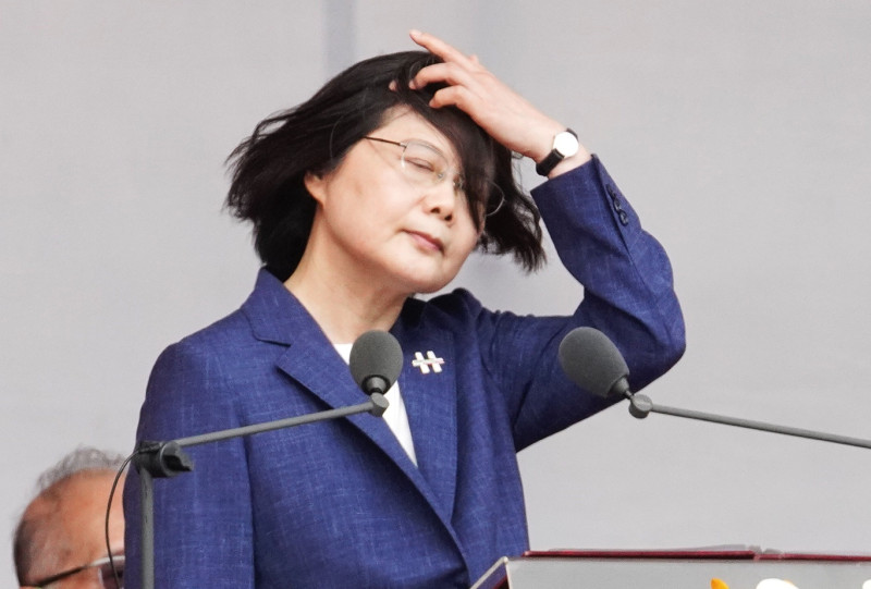 總統蔡英文在國慶大會上致詞（資料照片）   圖：張良一/攝