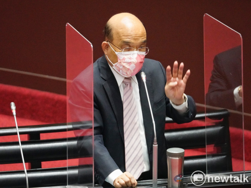 行政院長蘇貞昌今天(2日)批評，國民黨一直反對萊豬、鎖死台灣走不出去，讓台灣不能加入CPTPP、讓中國高興。   圖：張良一/攝