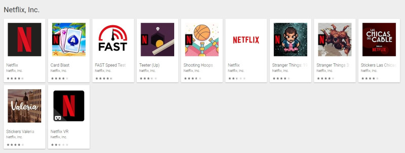 App圖示旁有Netflix圖標的即為此次推出的5款遊戲。 圖：翻攝自Google Play