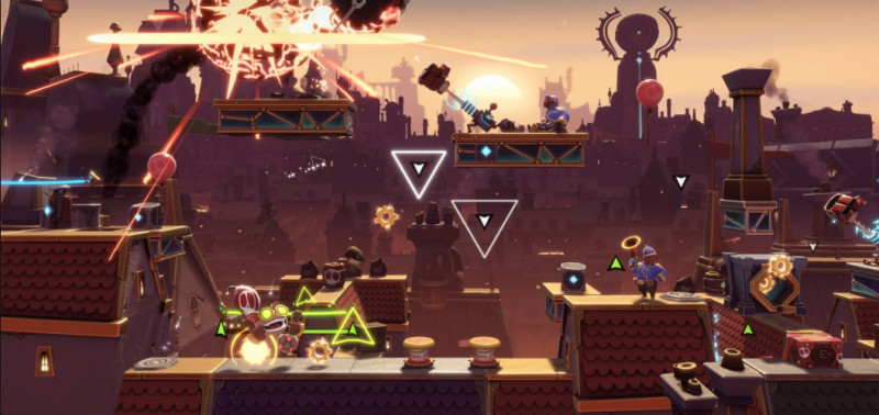 玩家可在跟隨箭頭的空檔透過投擲炸彈獲取額外分數。 圖：翻攝自Epic Games