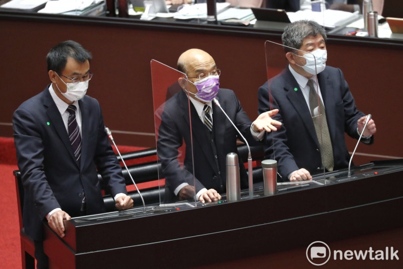 行政院長蘇貞昌、衛福部長陳時中於立法院會備詢。   圖：張良一/攝（資料照）