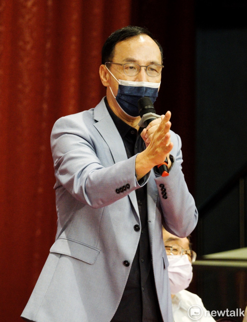 國民黨主席朱立倫出席公教警消聯合總會力挺蔣萬安競選台北市長後援會。 圖:張良一/攝