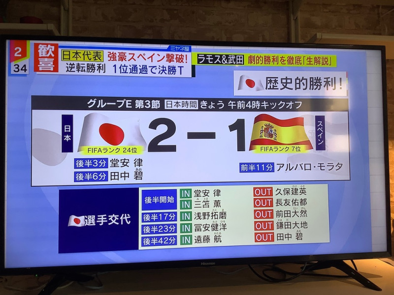 日本隊是採下半場才讓有攻擊力的球員進場，讓比賽活性化。 圖：攝自NTV