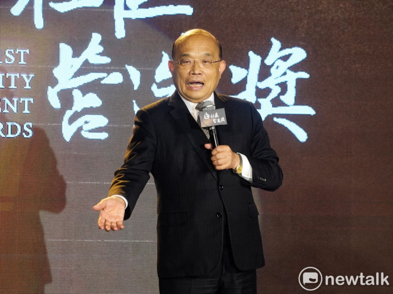 行政院長蘇貞昌今（13）天出席第一屆社區營造獎頒獎典禮。   圖：張良一/攝