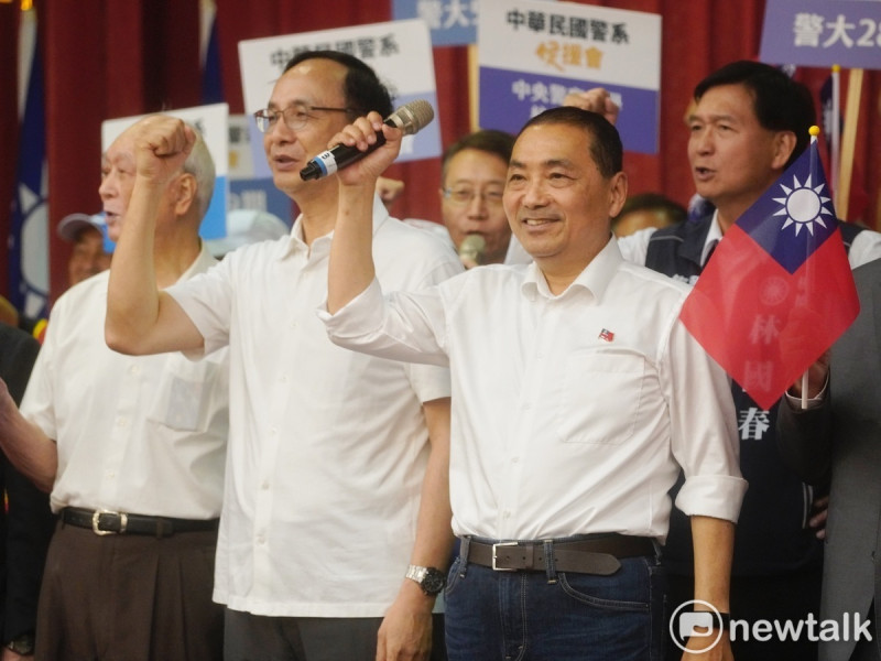 國民黨總統參選人侯友宜出席中華民國警系挺侯後援總會成立大會。   圖：張良一/攝