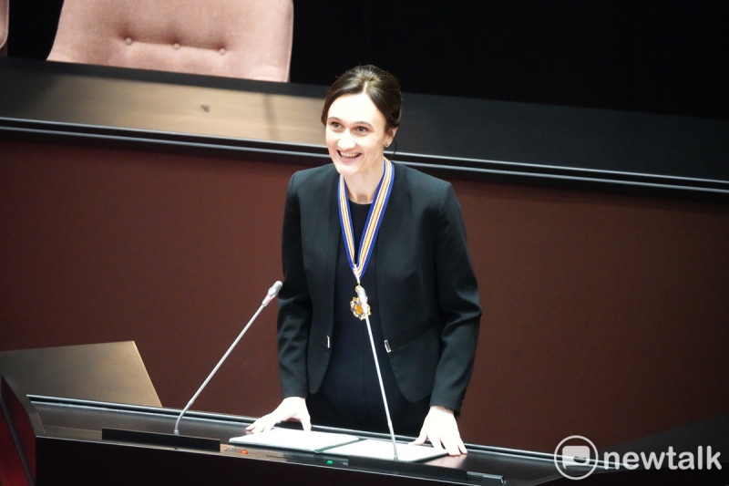 立陶宛國會議長希米利特（Viktorija Čmilytė-Nielsen）上午訪問立法院並發表演講。   圖：張良一/攝