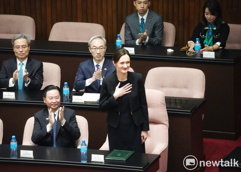 立陶宛國會議長希米利特（Viktorija Čmilytė-Nielsen）上午訪問立法院並發表演講。   圖：張良一/攝