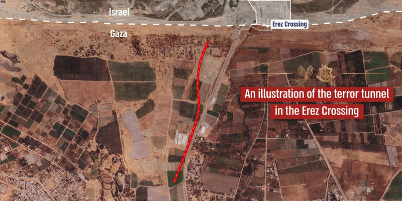  以色列國防軍對於這條大型隧道位置的示意圖。 圖：翻攝自以色列國防軍官方網站 
