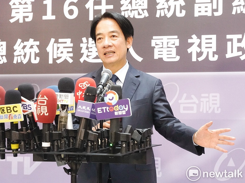 民進黨總統候選人賴清德出席第三場電視政見發表會。   圖：張良一/攝