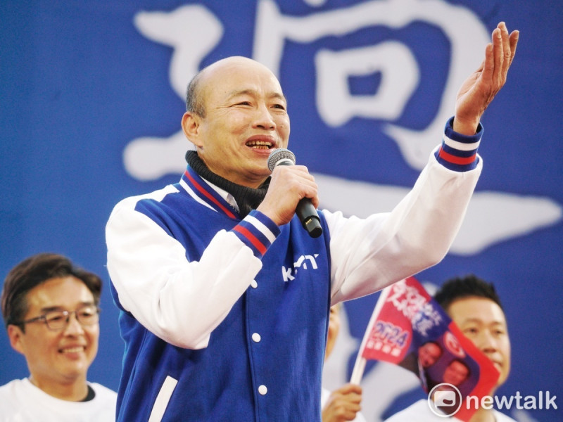前高雄市長韓國瑜為國民黨總統候選人侯友宜站台。   圖：張良一/攝