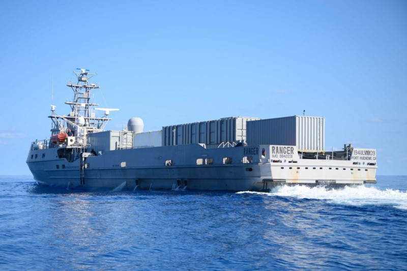  2023年9月美軍的無人水面艦艇遊騎兵號（Ranger）在「整合戰鬥課題」（Integrated Battle Problem） 演習期間穿越太平洋。 (圖： US Navy) 