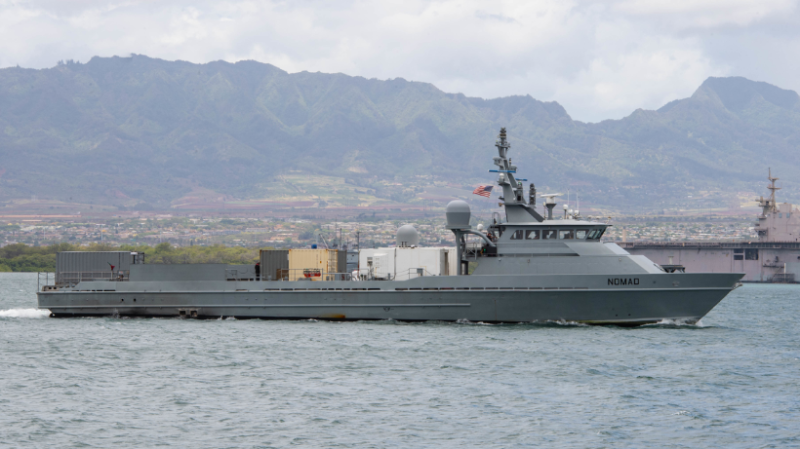  美軍的大型無人水面艦艇 Nomad 於 2022 年 6 月 29 日抵達珍珠港參加 2022 環太平洋軍演（RIMPAC）。 （圖：US Navy） 