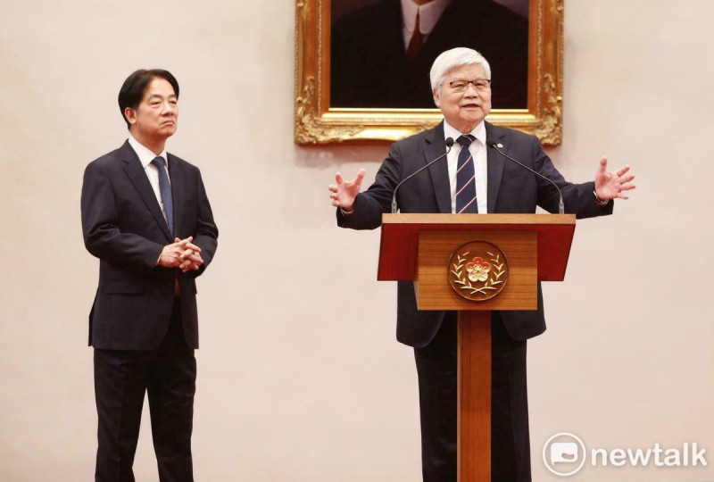 總統賴清德偕同台積電董事長魏哲家舉行記者會。   圖：張良一／攝
