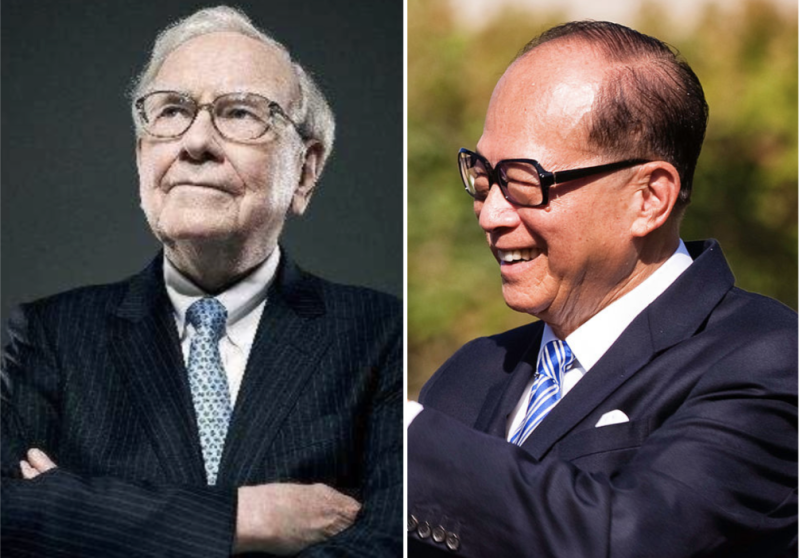 巴菲特與李嘉誠。   