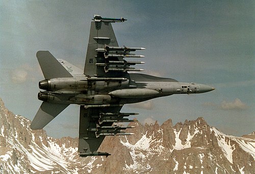 F/A-18 滿載 10 發 AIM-120 飛彈   圖：翻攝自維基百科