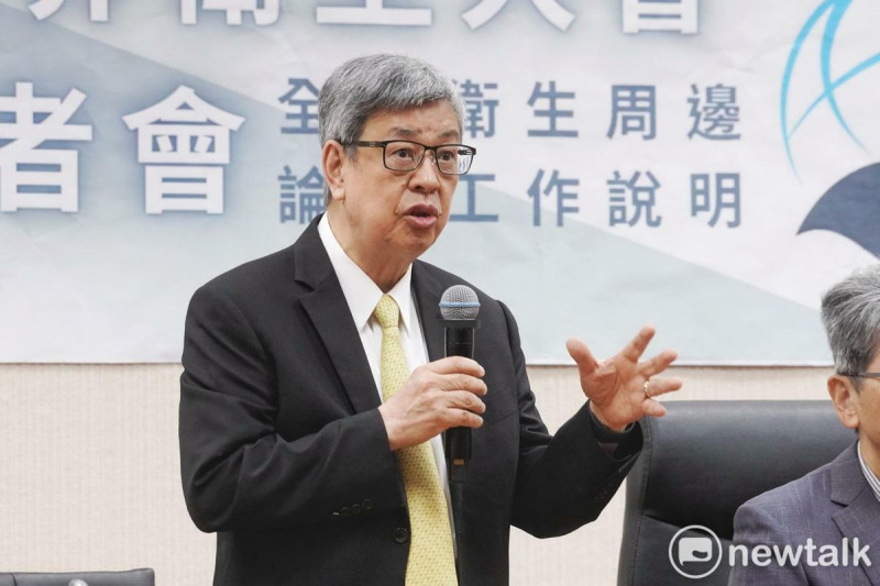 民進黨立委王旭正上午舉行「第78屆世界衛生大會行前記者會」。圖為前副總統陳建仁在會中致詞。   圖：張良一/攝