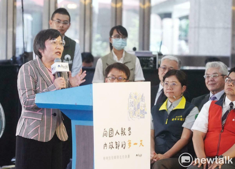 內政部長劉世芳今（15）日率所屬單位舉行「向國人報告－內政部的每一天」記者會。   圖：張良一/攝