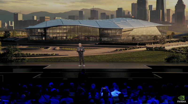 輝達(NVIDIA)執行長黃仁勳今(19)日宣布,輝達的台灣辦公室「Nvidia Constellation」確定將落址於台北市的北投士林科技園區(北士科)。 圖:截自NVIDIA直播影片