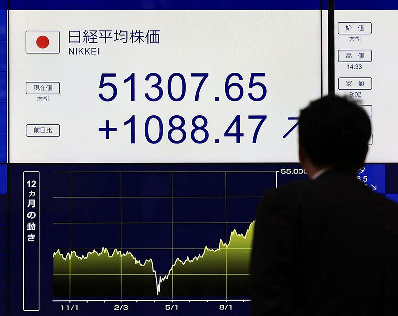 日經指數突破 51,000點,創下新高。   圖:達志影像/美聯社