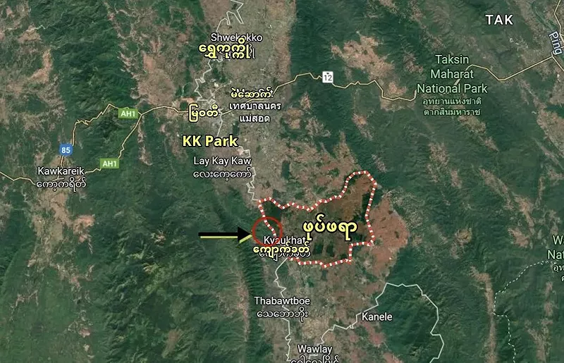 緬甸「KK 園區」被掃蕩後，電信詐騙集團逃竄至克倫邦的皎克（Kyaukse）地區另起爐灶。 圖：The Reporters