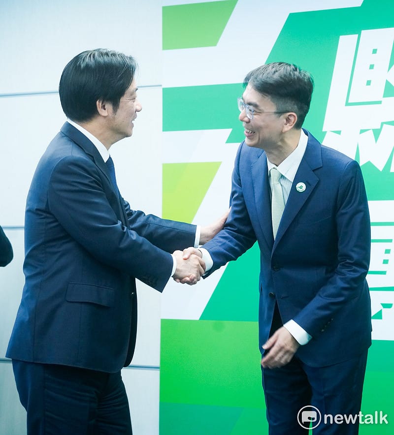  民進黨主席賴清德要南投縣長參選人温世政「做自己」。 圖：張良一/攝 