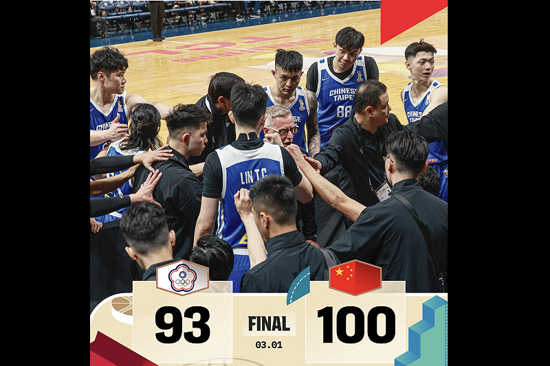 2027 年 FIBA 男籃世界盃亞洲區資格賽，台灣今（1）日迎戰強敵中國。第二節靠著劉錚結束前一記重要三分球，半場打完反倒以 51：50 領先；甚至第三節結束還帶有 6 分領先。但到了末節，我方於關鍵時刻進攻大當機，加上中國在罰球上穩定發揮，終場中華隊便以 93：100 惜敗。&nbsp;&nbsp;&nbsp;圖：中華民國籃球協會FB粉專