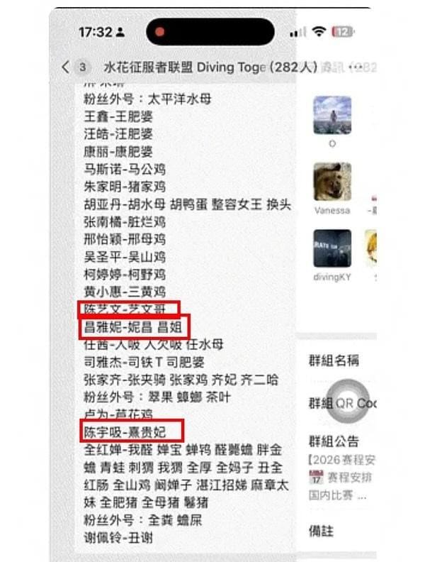  網傳一個名為「水花征服者聯盟」的微信群，長期發布針對全紅嬋的侮辱性內容。 圖：翻攝自 Threads 帳號 @yunyeongun_ 