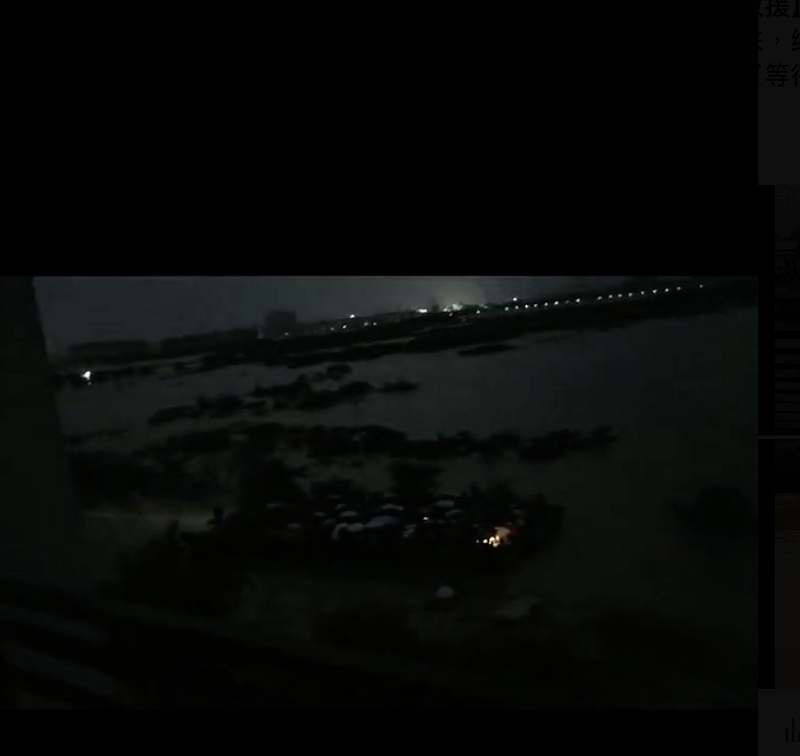  廣西出動大量軍力協助受困於學校的學生，網友戲稱為救援航母。 圖：翻攝自@wangjupaian 