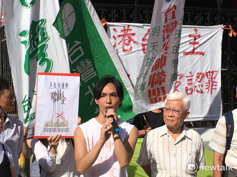 香港民運人士呂智恆在中秋前夕來台，於立法院外發起絕食，抗議中國危害香港、台灣民主，至今絕食超過45小時。   圖：黃韋銓/攝