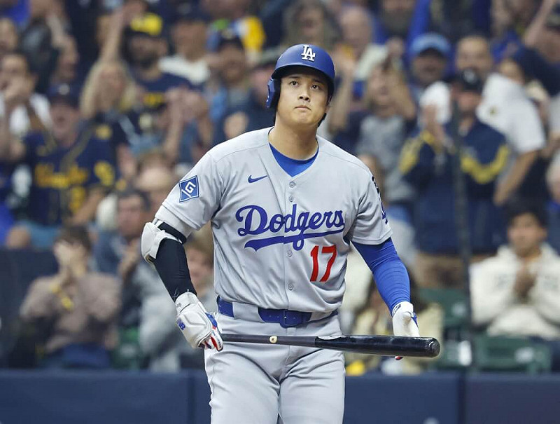 MLB洛杉磯道奇隊日籍球星大谷翔平在季後賽打擊低迷。（共同社）   