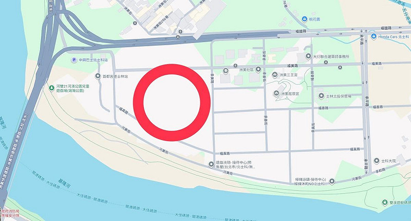 圓圈為新洲美段43地號。 圖:翻攝自GoogleMap