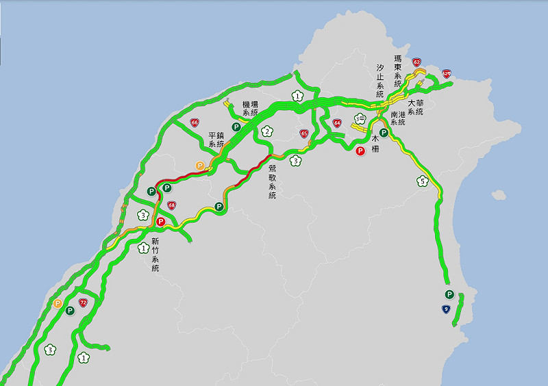 今天是光復節連續假期首日，高公局多路段湧現車潮時速低於40公里。   圖/ 高速公路1968
