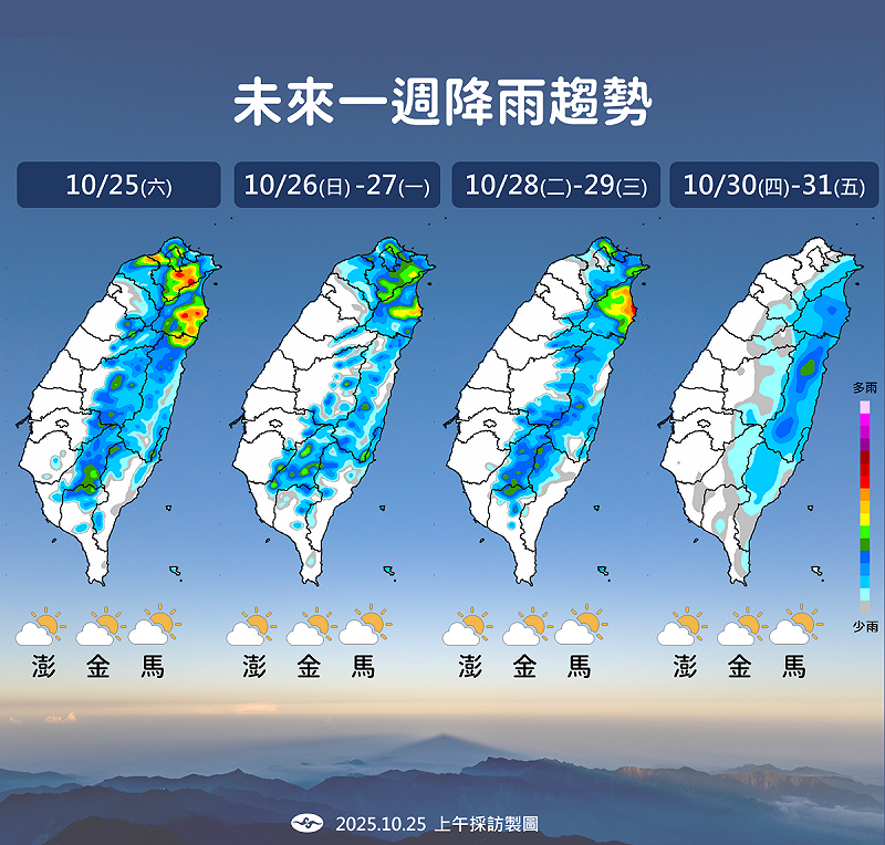 未來一週降雨趨勢。   圖:氣象署/提供