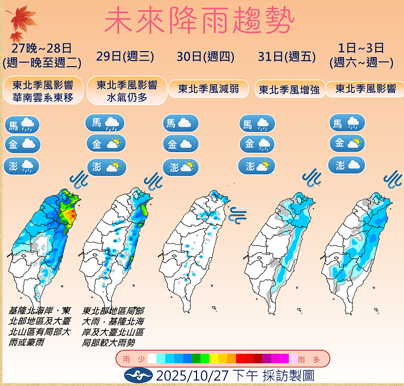 未來一週降雨趨勢。   圖:氣象署/提供