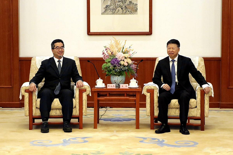 準國民黨副主席蕭旭岑28日傍晚會見國台辦主任送濤。   圖:馬英九基金會提供