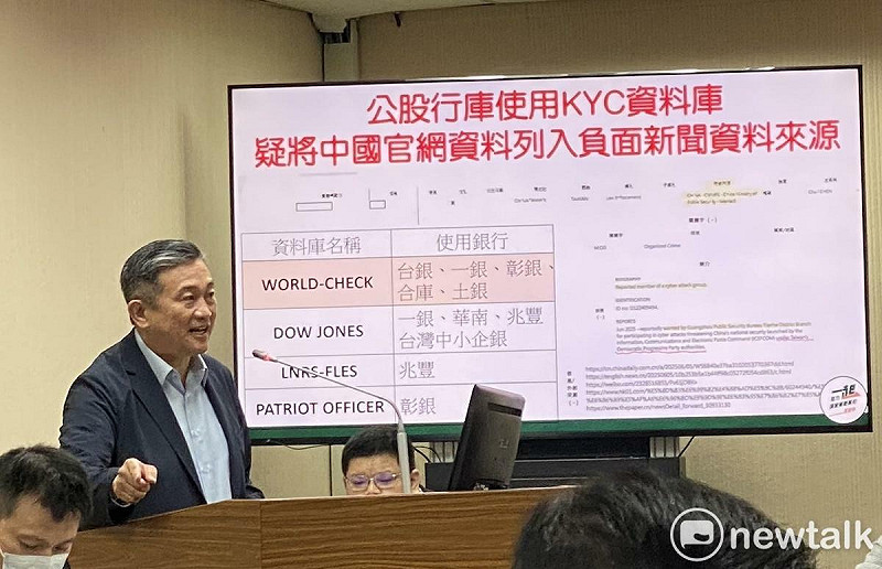 民進黨立委王定宇29日認為國內銀行引用中國相關資料庫導致幫中國制裁台灣官兵   圖:林朝億/攝