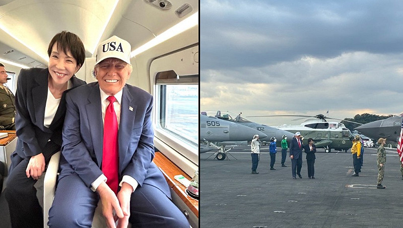 普與高市早苗在「陸戰隊1號」合影。   圖：擷取自高市早苗X（前推特）