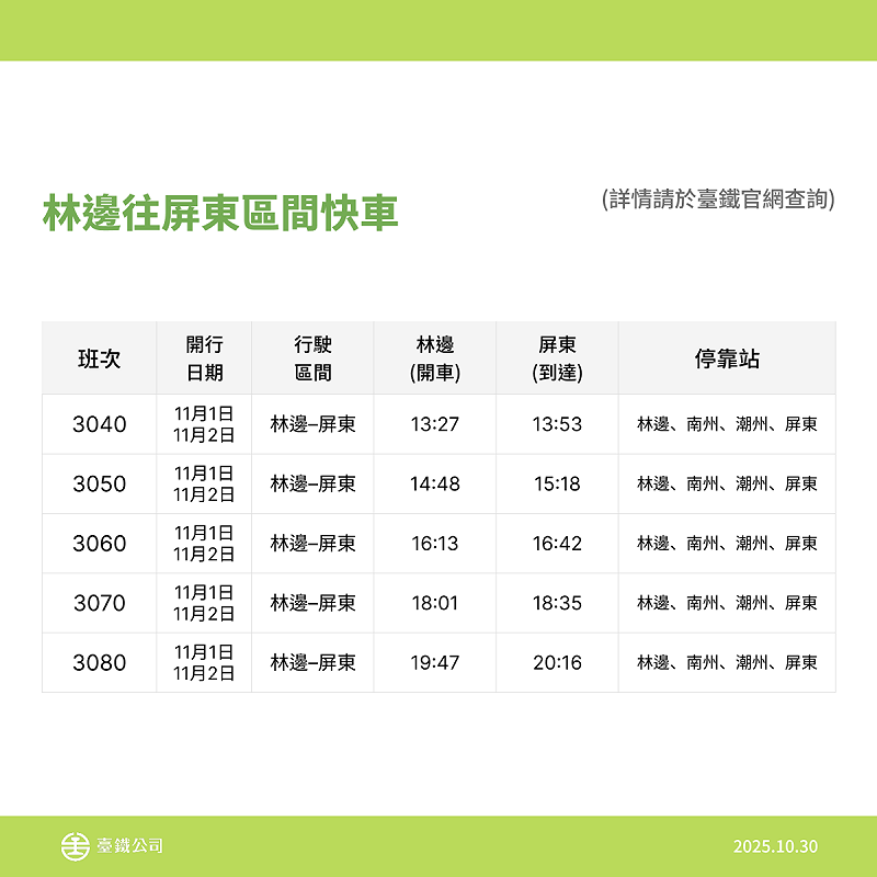 噹噹一族彩繪列車時刻表。   圖:台鐵/提供