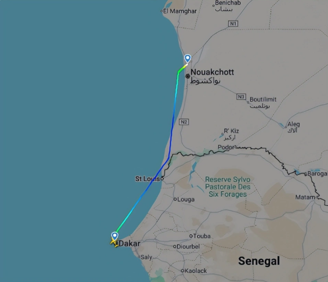 伊爾-76TD路徑圖。 圖:翻攝自零度Military 伊爾-76TD路徑圖。 圖:翻攝自零度Military