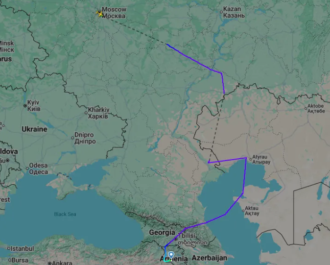 伊爾-76TD路徑圖。 圖:翻攝自零度Military 伊爾-76TD路徑圖。 圖:翻攝自零度Military